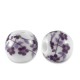 Abalorio de cerámica redondo 6mm - Blanco-lotus púrpura
